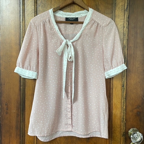 Jason Wu for Target Bow Neck Button Down Polka Dot Top Women’s Medium M - Picture 2 of 7